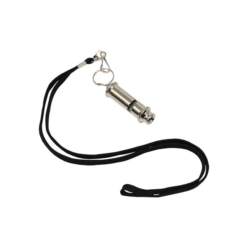 Apito cilindrico em metal com correia