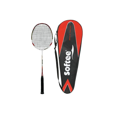 Raquete Badminton SOFTEE 10K Vermelho e branco. 100% carbono