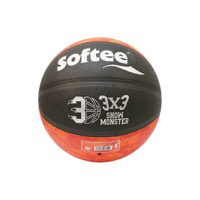 Bola de Basquetebol Softee Monster em couro sintético laminado, para 3 x 3. Vermelho e preto, para 3 x 3