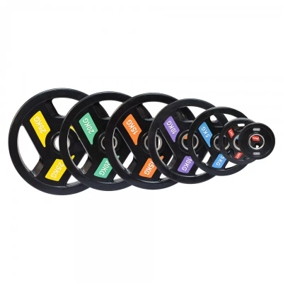 Disco Olímpico com pegas e com casquilho metálico para barra de 50mm