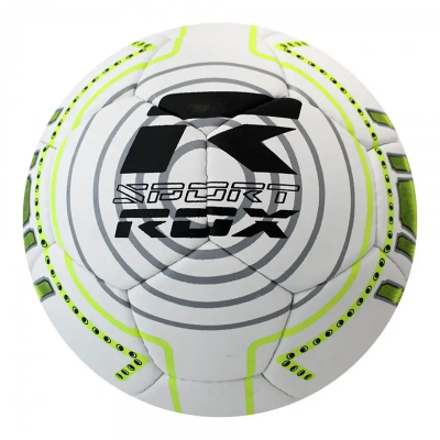 Bola de Futsal tamanho 62 em couro sintérico de 30 painéis cosidos à mão. Branco e amarelo