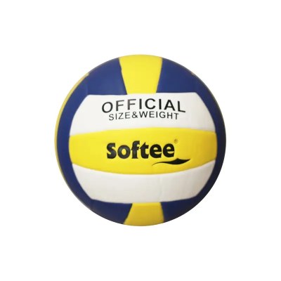 Bola de Voleibol Softee control, Tamanho e peso oficiais. Superfície extrasoft. Branco, azul e amarelo.